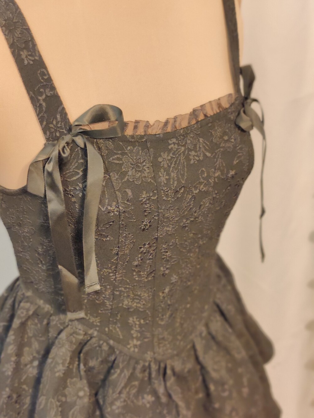 Trixxi modern Whimsygoth Flouncy Burlesque Lace Ribbon dark Romance Mini Dress S - Picture 8 of 11